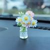 Mini Flower Vase Car Dashboard Decor Cute Center Console Accessory with Adhesive Realistic Micro-Landscape