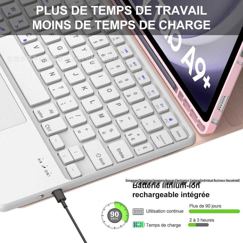 Samsung Galaxy Tab A9+ с чехлом-клавиатурой Bluetooth AZERTY, 11-дюймовый защитный чехол