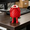 Articulated Strawberry Doll 3D Printed Storage Box, Cute Figurine with Personalized Gifts for Colleagues Movable Limbs, Mini Trinket Holder
