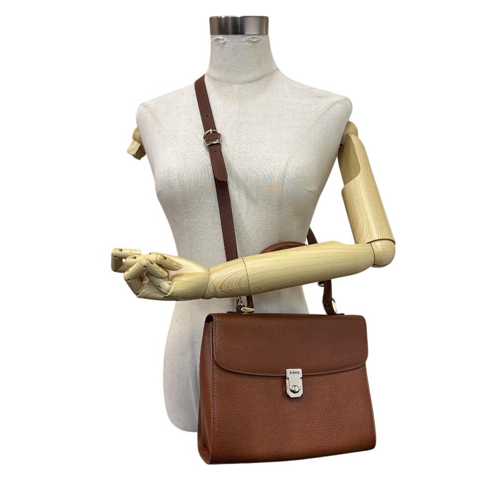 Burberrys 2-way Vintage V leather Shoulder Bag Brown leather Used