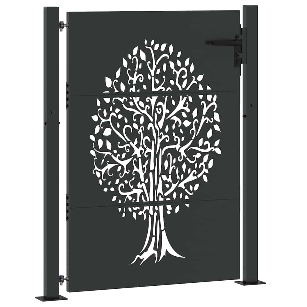 Garden Gate Black 110 x 155 cm Powder Coated Steel