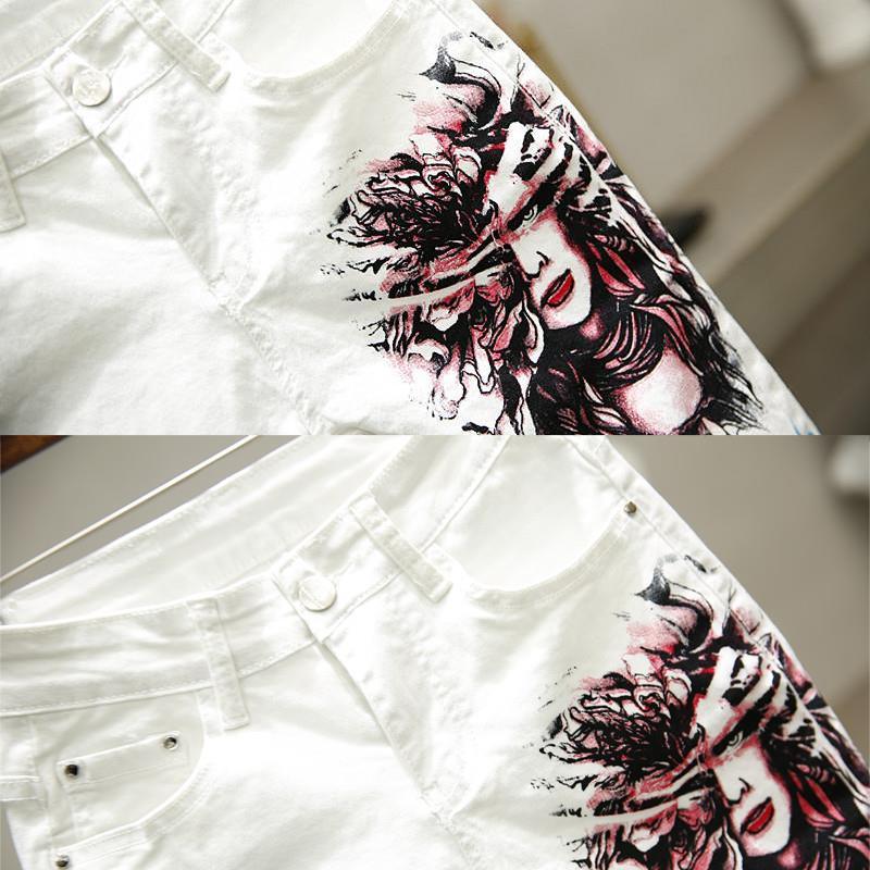 Женские весенние и осенние ретро-прямые повседневные брюки узкие брюки-карандаш брюки с принтом