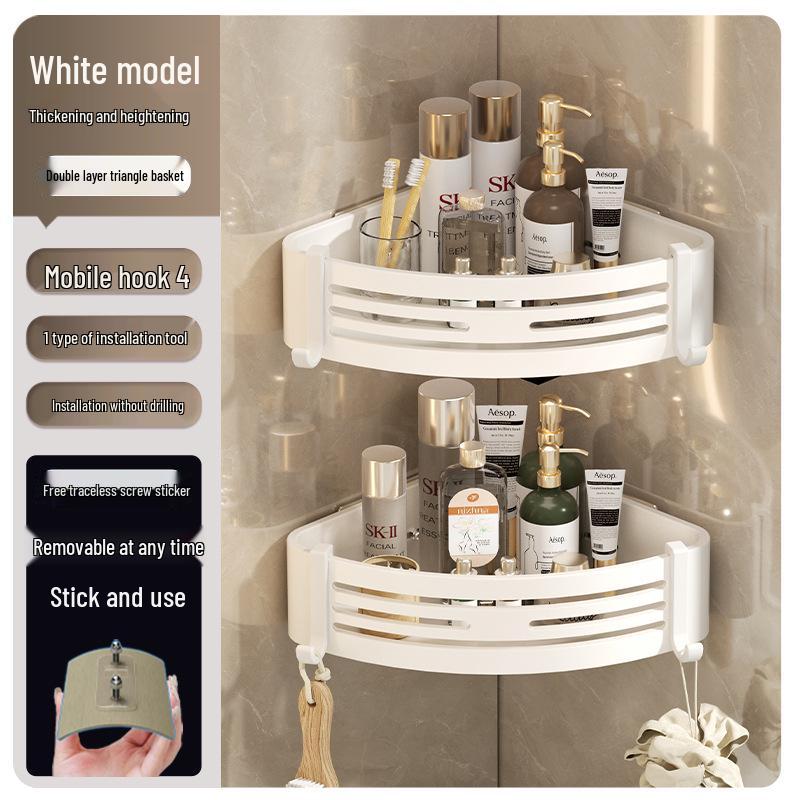 Gunmetal Punch-Free Space Aluminum Corner Bathroom Shelf