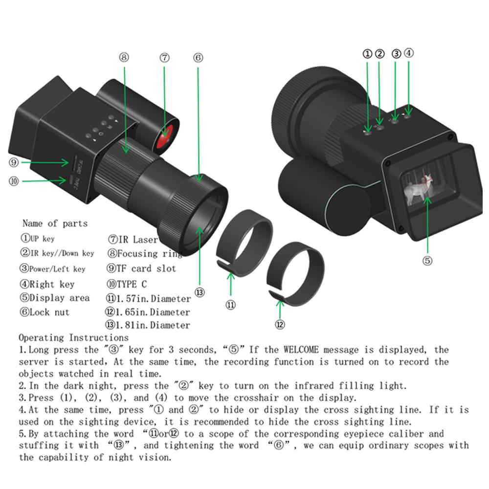 Портативное устройство ночного видения 1080P, дневное и ночное использование, 350 м, фотосъемка, видеозапись, инфракрасное излучение