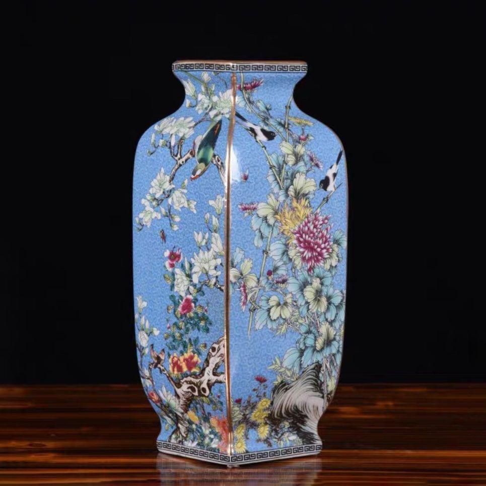 Китайский Антикварный Фарфор Золотая Роспись Эмалью Ваза Предметы Декора Мебель для Дома и Комнаты Поделки Офисный Стол Керамические Аксессуары