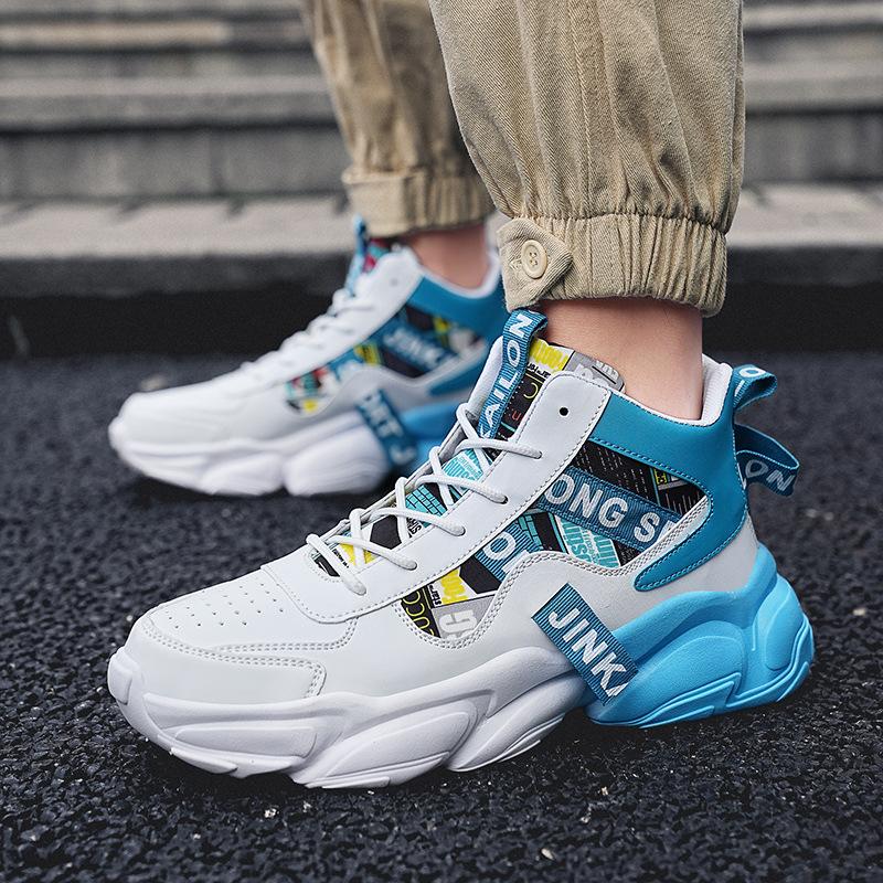 Большие размеры новые повседневные туфли для пар подростков студентов пап высокие кроссовки на платформе кроссовки тренд