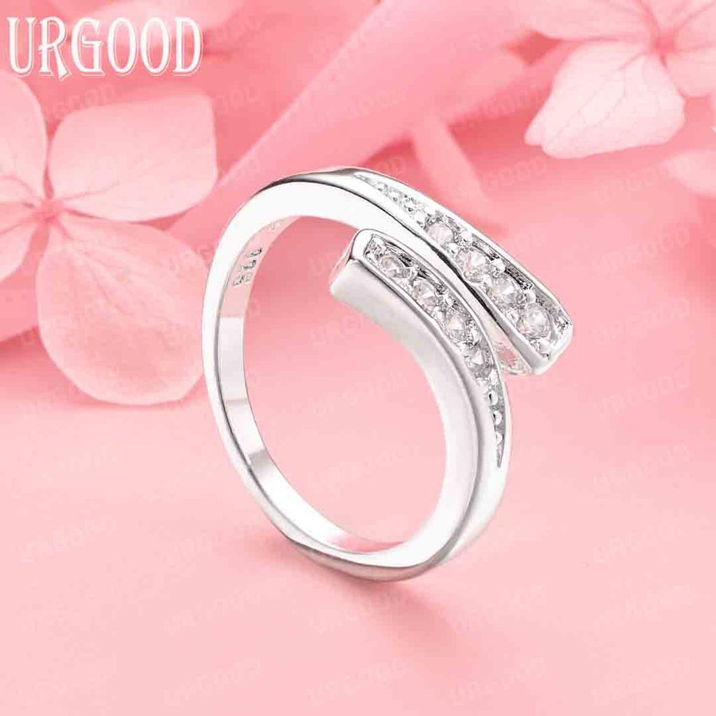 925 Sterling Silver AAA Open Ring Women Wedding Fashion Jewelry