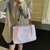 Autumn plush bag women's 2025 new niche design shoulder messenger bag Internet celebrity foreign style fluff bucket bag