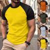 Мужская футболка с короткими рукавами SolidColorSports Fashionable ColorBlocked Shoulder Sleeved T-shirt