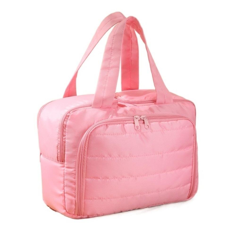 Solid Color Handheld Cosmetic Bag Nylon Make Up Pouch Bag Wash Bag Portable Toiletry Bag  Storage