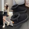 Новые Модные Элегантные Снежные Сапоги с Круглым Носком Зимние На Низком Каблуке Износостойкие Мягкие Студенческие С Плюшевой Подкладкой Теплые Женские Ботинки
