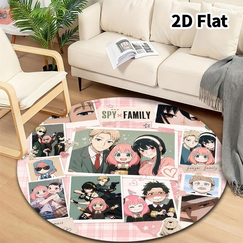 Ковер круглый Spy Family Ковер для гостиной, спальни, дивана, игровой комнаты Декор Нескользящий коврик для пола