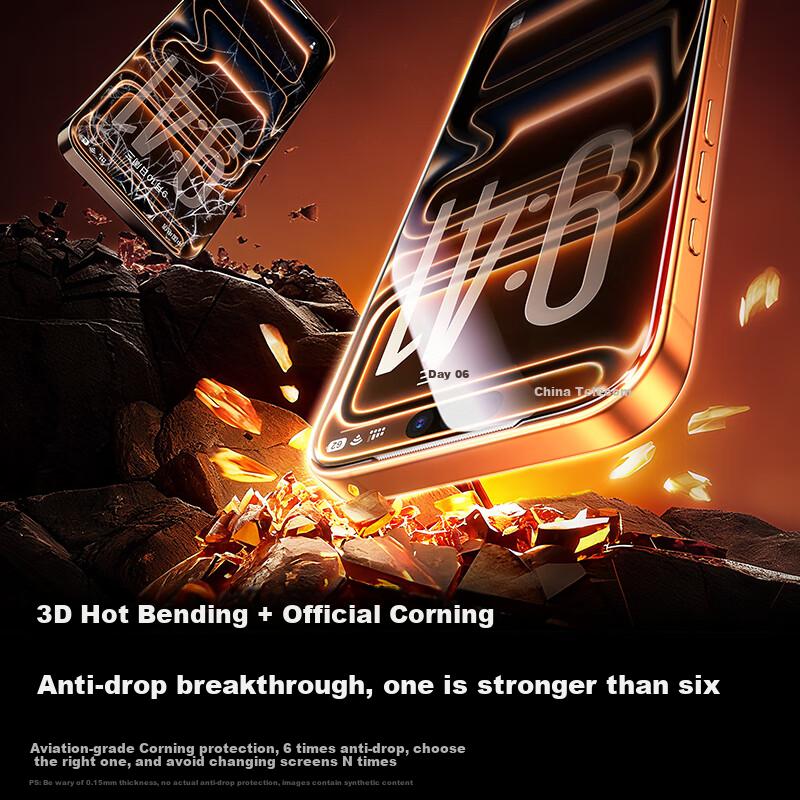 3D Curved Tempered Glass Screen Protector for iPhone 17 Pro with Corning Glass, Roller Applicator Box, Full Coverage Anti-Shock Protective Film