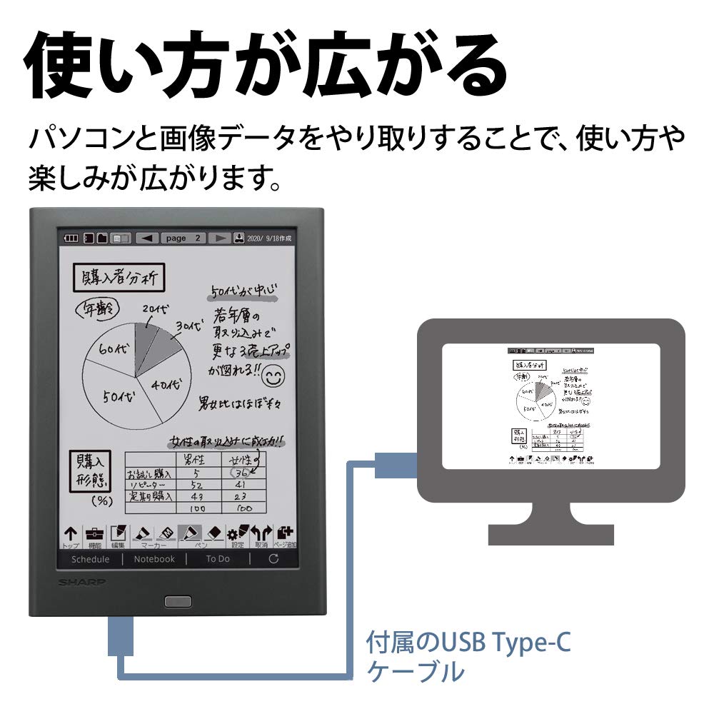 Электронный блокнот Sharp с функцией блокнота и дисплеем Eink Electronic Paper WG-PN1