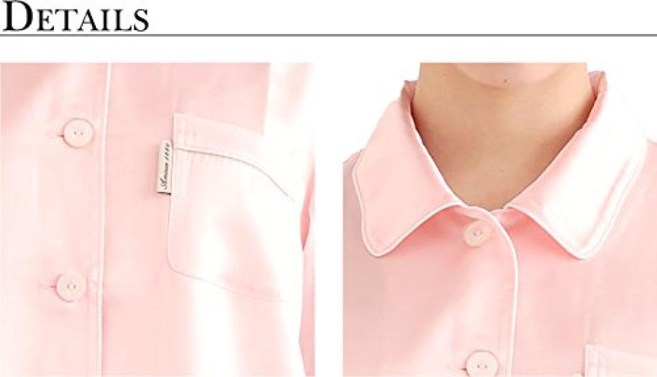 Amour Long Long Beige L [amour] Women's Pajamas, Silk, Plain, Sleeves, Pants,