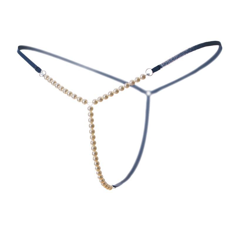 Элегантное прозрачное стринги с Т-образной спинкой и жемчужной отделкой для женщин