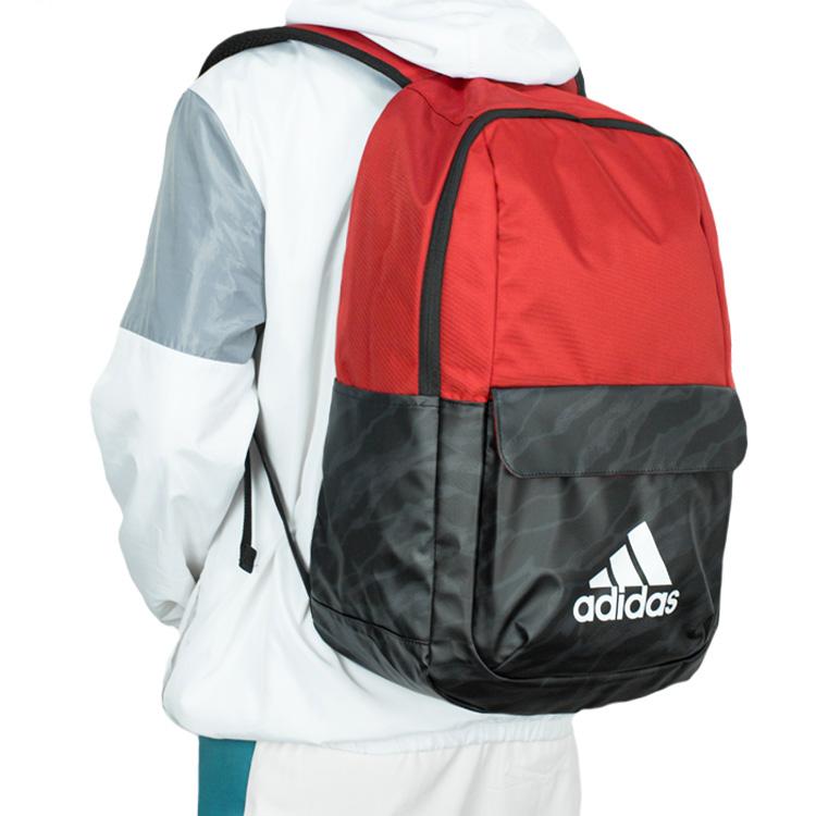 Adidas Color Block Zipper Backpack Unisex Backpack Light-Crimson Black DM2913