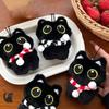 Chirping Squeeze Plush Keychain Cartoon Plush Stuffed Toys Squeak Scarf Black Cat Pendant  Couple