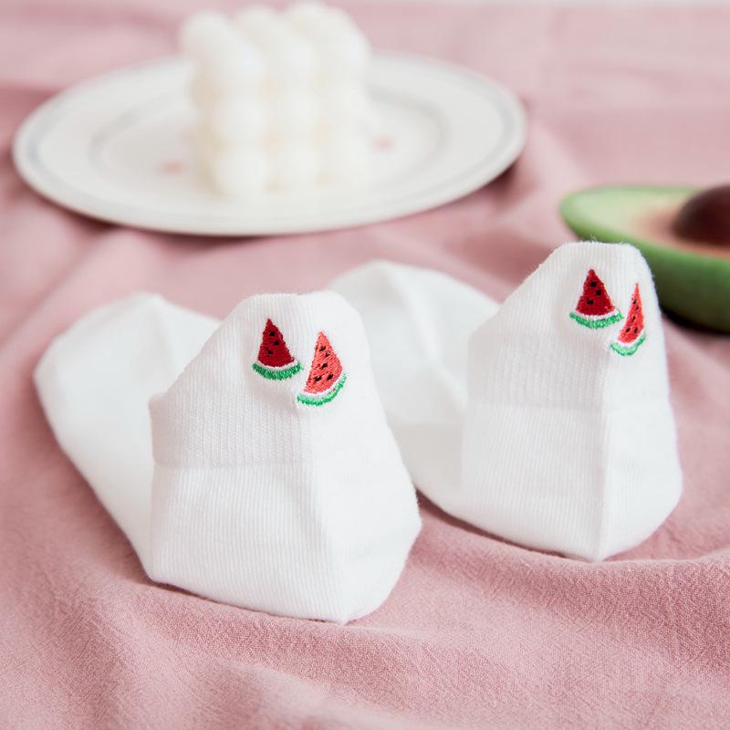 Женские весенние и летние носки с вышитыми фруктами - Милый японский стиль