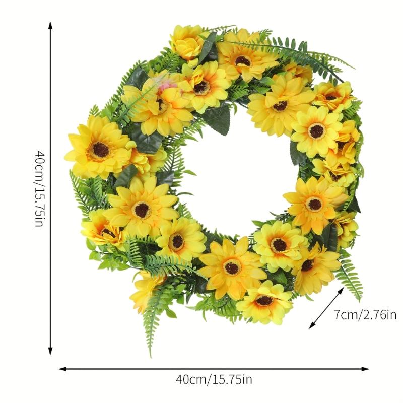 Artificial Sunflowers Wreath for Front Door Farmhouses Wedding Holiday Decorations, Front Door Wreath Spring Wreath