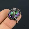 Mystic Topaz Gemstone Copper Wire Wrapped Handmade Jewelry Ring Gift For Woman