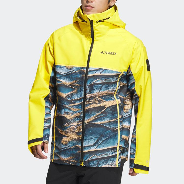 adidas Спортивная куртка с капюшоном и цветным воротником-стойкой, мужская куртка желтого цвета IC1980