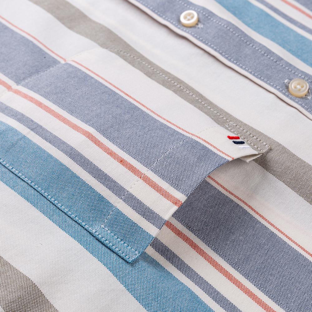 Мужская модная универсальная оксфордская рубашка с коротким рукавом с одним нагрудным карманом, удобные повседневные рубашки из чистого хлопка в клетку в полоску