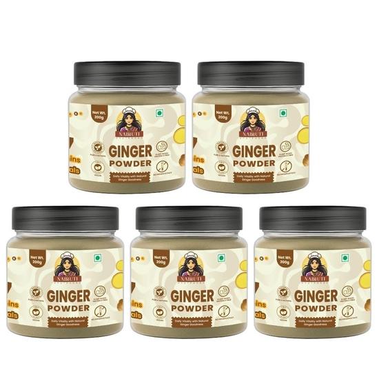 Nairuti Vyutpadan Ginger Powder 200g x 5 (1 Kg) | Premium Saunth (Adrak) Powder | Pure & Natural Dry Ginger | Ideal for Chai Masala, Ayurvedic Recipes
