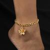 Аксессуары Модный темперамент Золотой браслет на ногу с цветком Женский металлический простой толстый браслет-цепочка Украшение для ноги в виде цветка