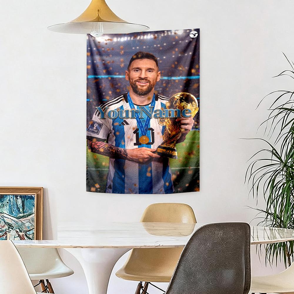 Messi Custom Your Name Wall Decor Tapestry Art For Pet Memorial Birthdaywedding Party Backdrop Family Gift