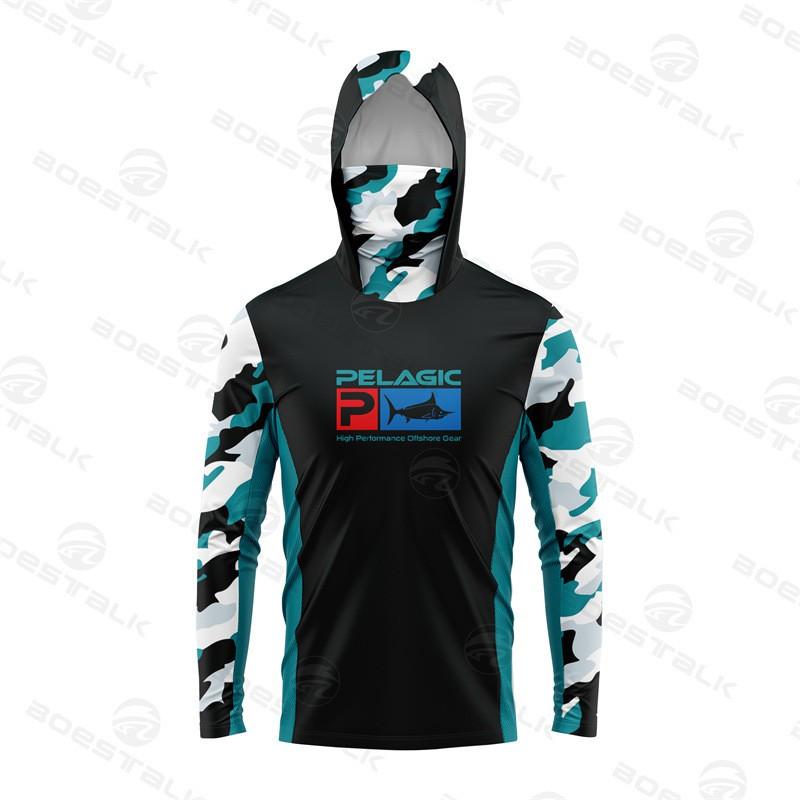Mens Lightweight UV Protection Fishing Hoodie With Neck Gaiter Quick Dry Breathable Long Sleeve Fall Outdoor Angling