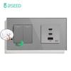 BSEED 1/2Gang Mechanical Light Switch 1Way With Fast Charging 65W USB C Socket Dual Typc-c Ports Glass Frame EU Standard