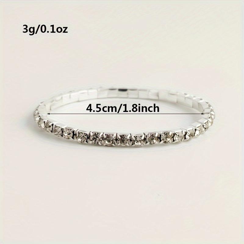 6-Piece Glitter Silvery Rhinestone Ultra Fine Tennis Stretch Bracelet Bangle For Women Party Wedding Anniversary Gift