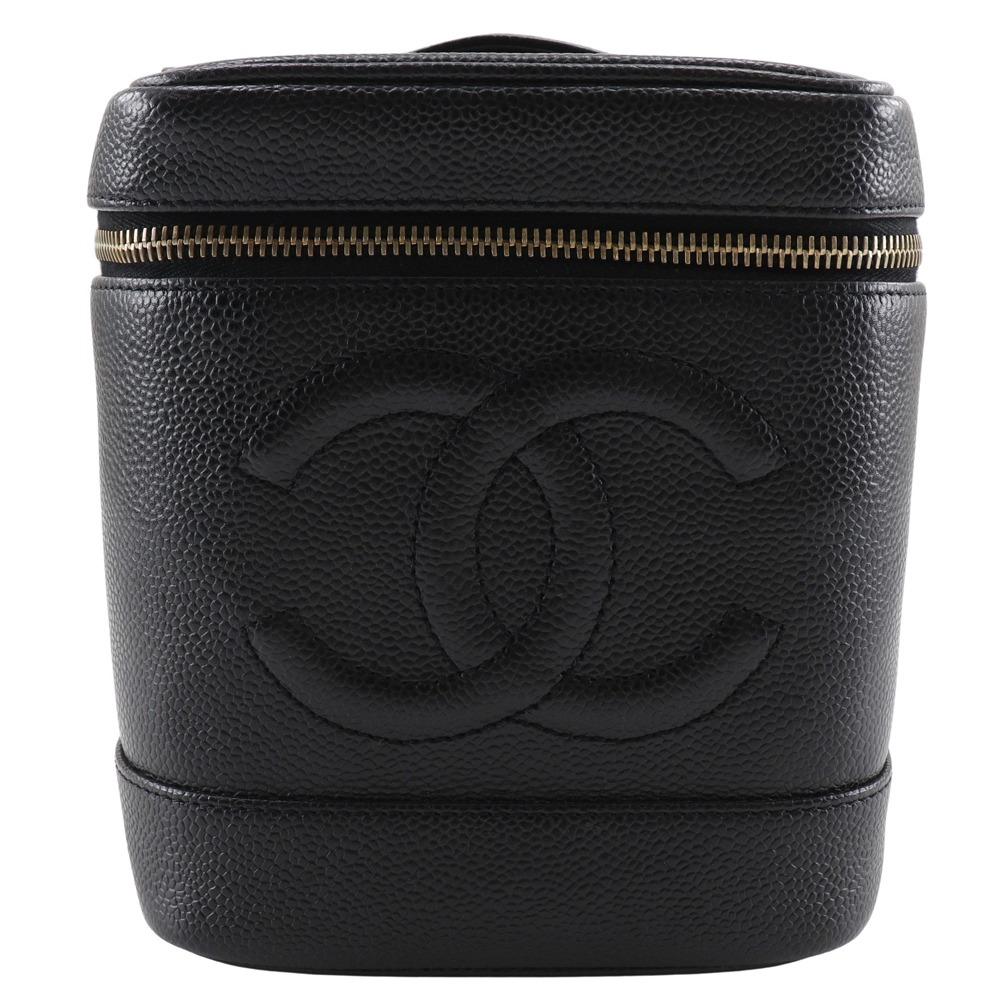 Chanel Косметичка A01998 Знак COCO Сумка черная Кожа Кавьяр Женская Б/у
