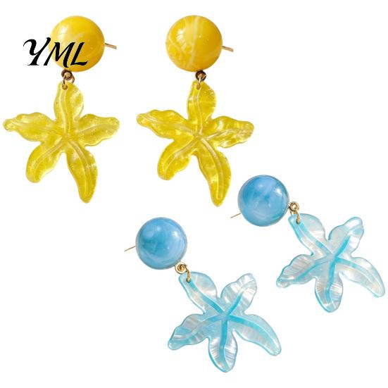 Clear Texture Beach Jewelry 1 Pair Starfish Drop Earrings, Summer Dangle Stud Lightweight Resin Earrings Ocean Themed Holiday Coastal for Vacation