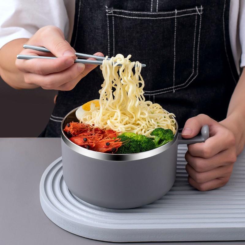 Чаша для лапши быстрого приготовления из нержавеющей стали 304, ланч-бокс с ручкой, коробка для бенто, термос для еды, офисный работник, студенческий детский ланч-бокс