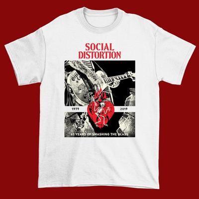SOCIAL DISTORTION 40 ЛЕТ Белая футболка стандартного размера Топы Футболка