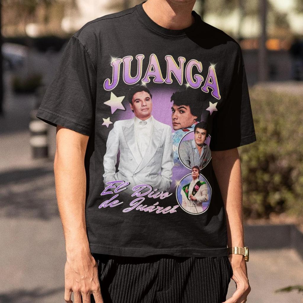Vintage MensT-Shirt with Juan Gabriel Graphic Print Fashion Harajuku Comfortable Round Neck Short Sleeved T-shirt Unseix Top