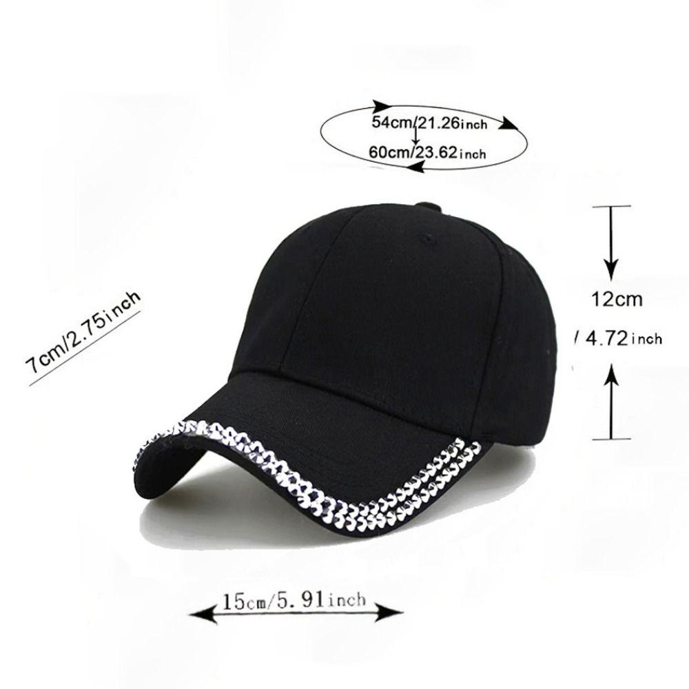 Adjustable Rhinestone Baseball Cap Elegant Streetwear Cap Diamond Brim Cap  Couple Accessories
