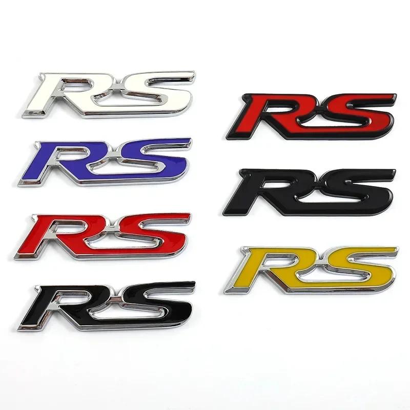3D Metal RS Logo Emblem Rear Fender Trunk Badge Sticker For FIT Jazz Civic HRV Jade Front Grille Emblem Car Acceessories