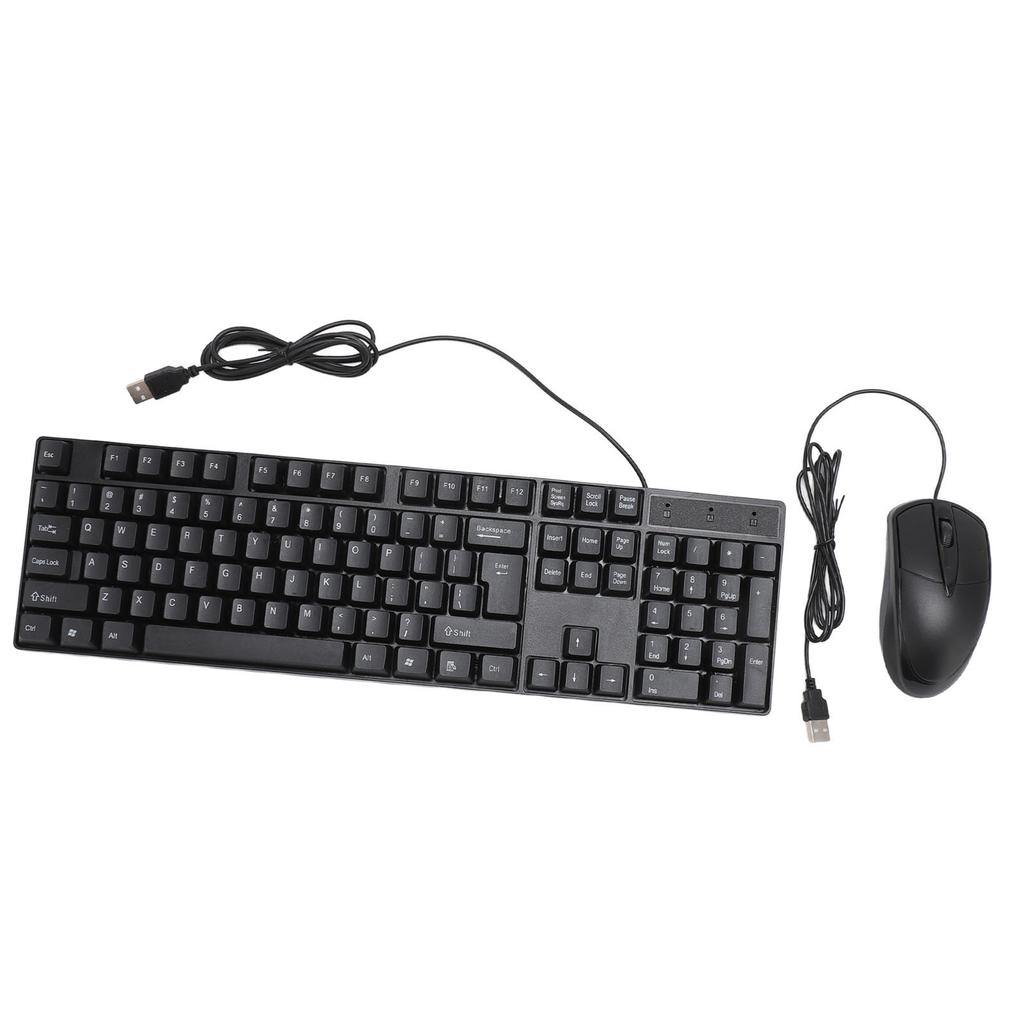 Wired USB Keyboard Mouse Set Ergonomic 104 Keys Keyboard Comfortable Grip Mouse for Game Business