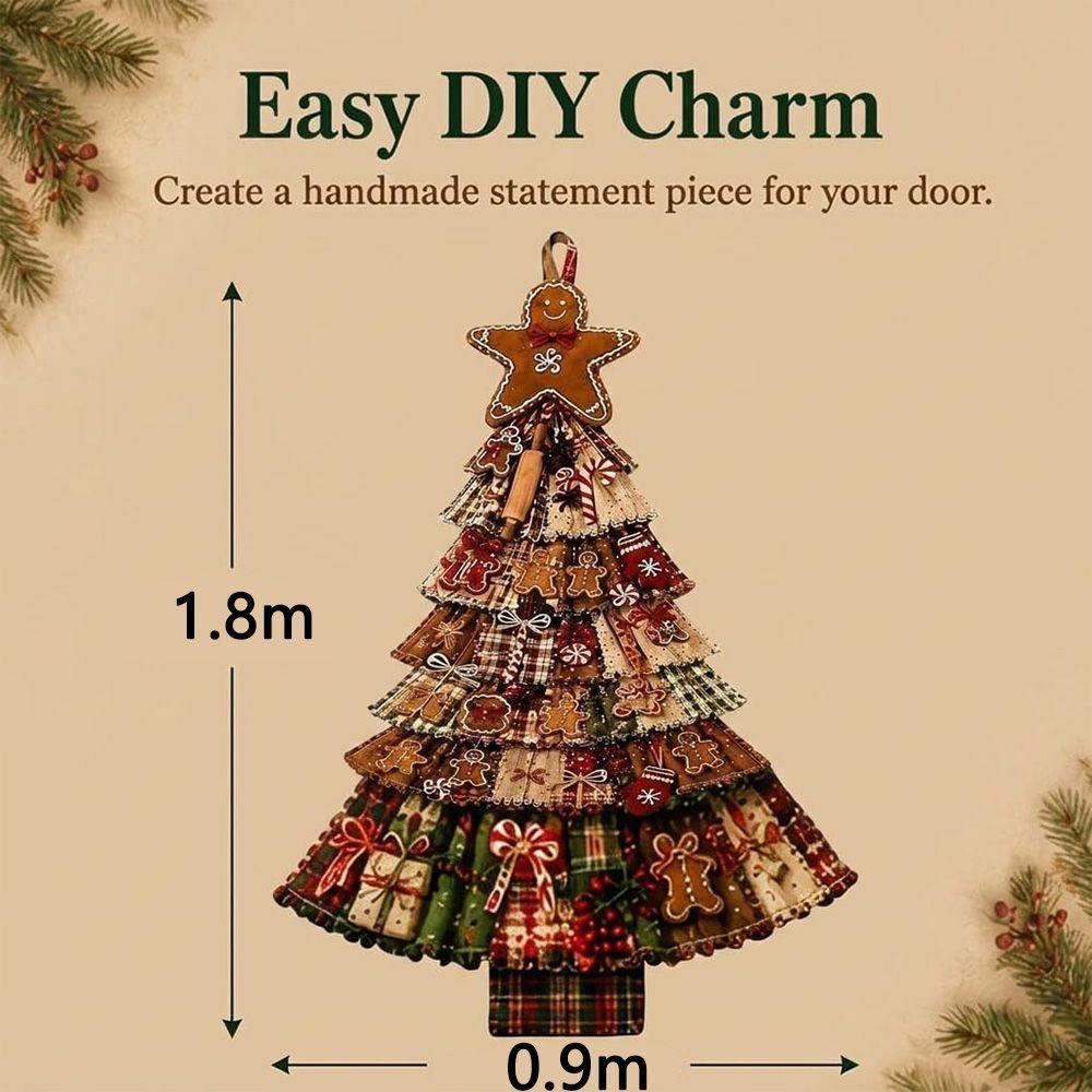 Oversized Patchwork Christmas Tree Door Hanging DIY Quilted Tree Ornament Front Door Decor