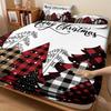Christmas 3D Printed Fitted Sheet Set 3Pcs Warm Flannel Bedding Set with Bed Skirt Holiday Bed Cover Festive Home Textile Set