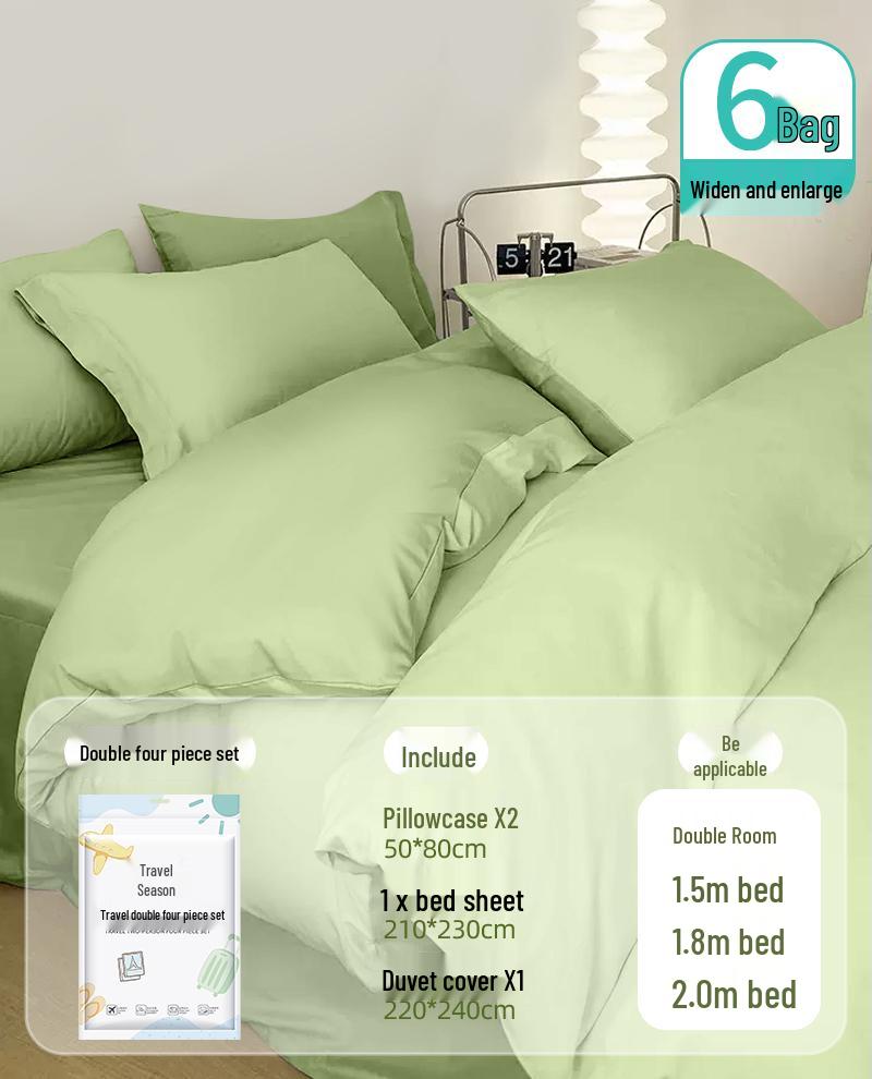 Portable Disposable Bed Sheet & Pillowcase Set: Anti-Dirty, Thickened Four-Piece Travel Kit for Double & Single Beds