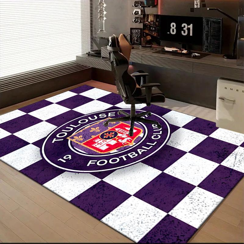 Toul-ouse Football Rug for Living Room, Game Rooms, Office, Bedroom, Office Floor Mat Playful Design, fan gifts Christmas decor