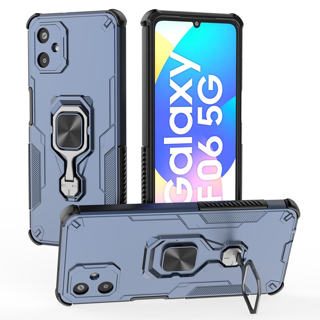 For Samsung Galaxy F06 5G Case Rotatable Ring Kickstand PC+TPU Shockproof Phone Cover