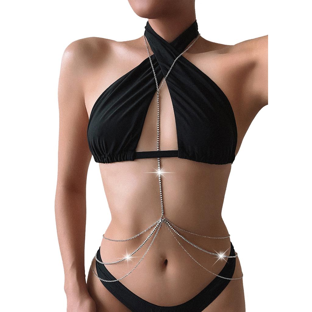 Sexy Body Chains for Women Rhinestone Bikini Chest Bra Chains Body Jewelry Fashion Summer Accessories