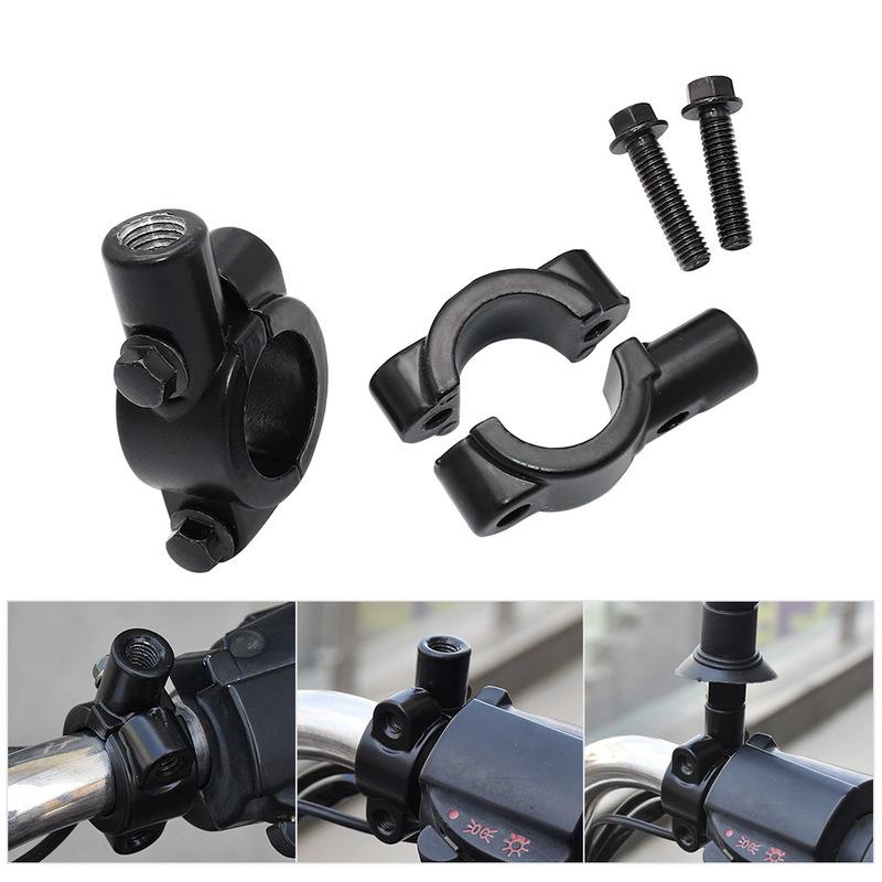 2pcs 8mm/10mm Black Aluminum Motorcycle Rear View Handlebar Mirror Mounting Bracket Adapter Clip Base Universal