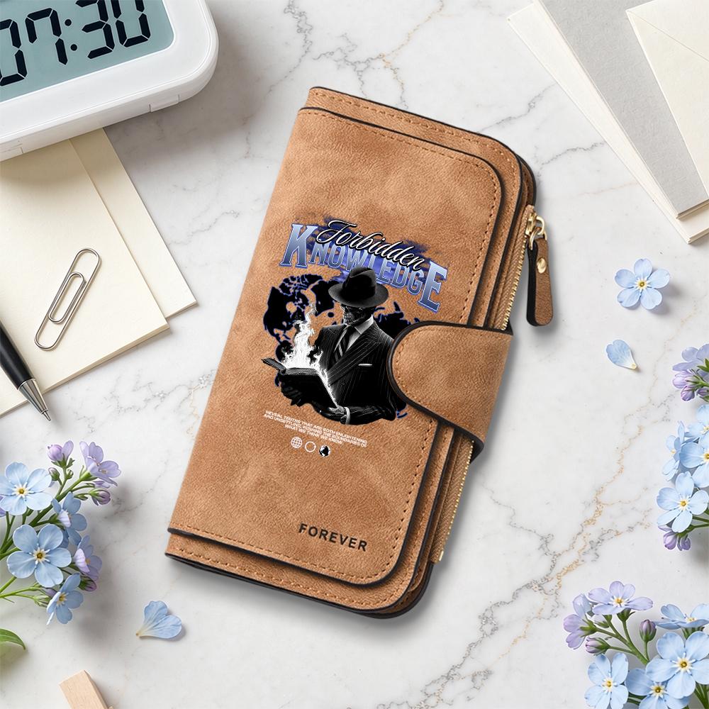 Forbidden Knowledge Print Long Wallet Casual Fashion Multi Card Slot Daily Use Purse
