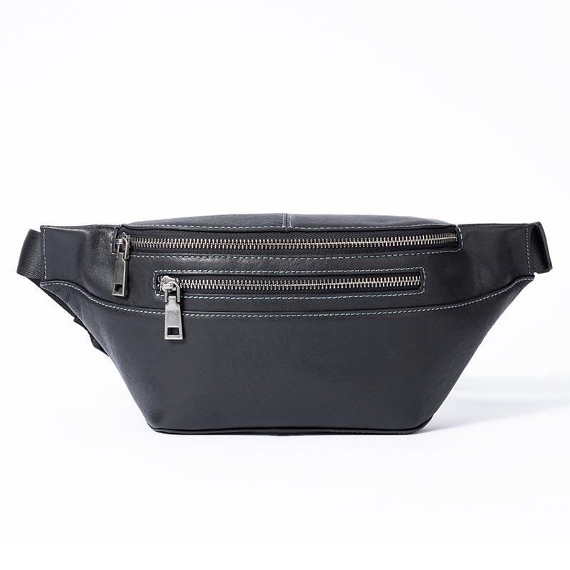 Men's Chest Genuine Leather Business Everyday Bag Stylish Simple Men's Waist Pack Top Layer Leather